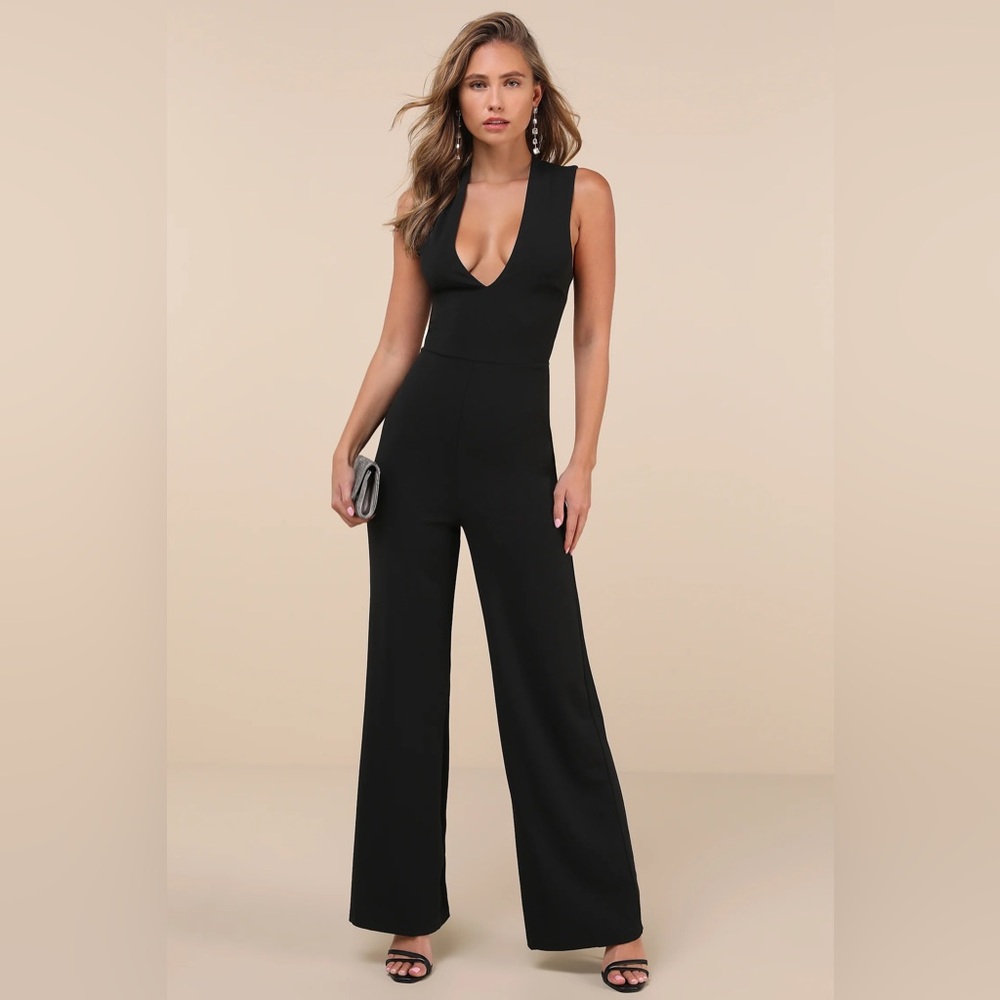 Lulus Thinking Out Loud Black Backless Jumpsuit, S